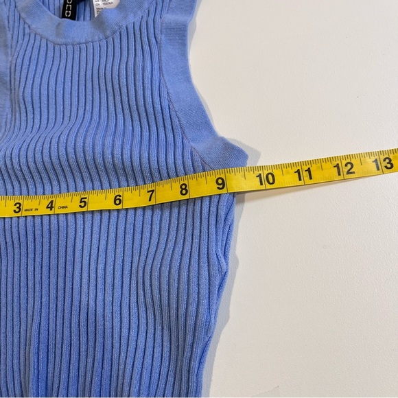 🧁h&m blue knit ribbed textured tank top vintage y2k layering retro coquette - Picture 6 of 8